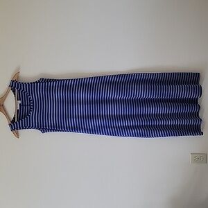 Chico's Zenergy Blue Striped Sleeveless Maxi Dress Size Small